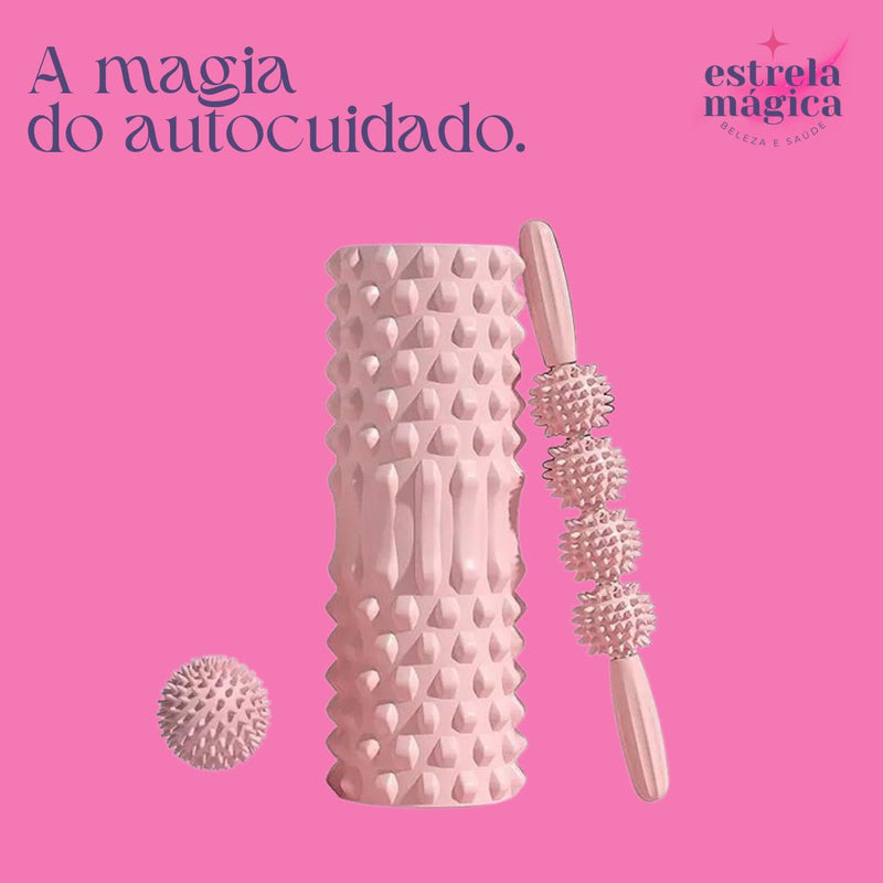 Conjunto 3 em 1 de Rolo de Espuma para Yoga e Fitness